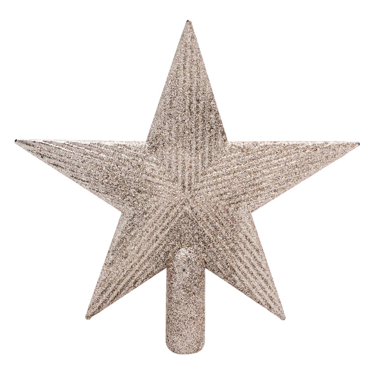 Varf de brad cu stea decorativa de Craciun, culoarea sampaniei, Lioness, 22 cm