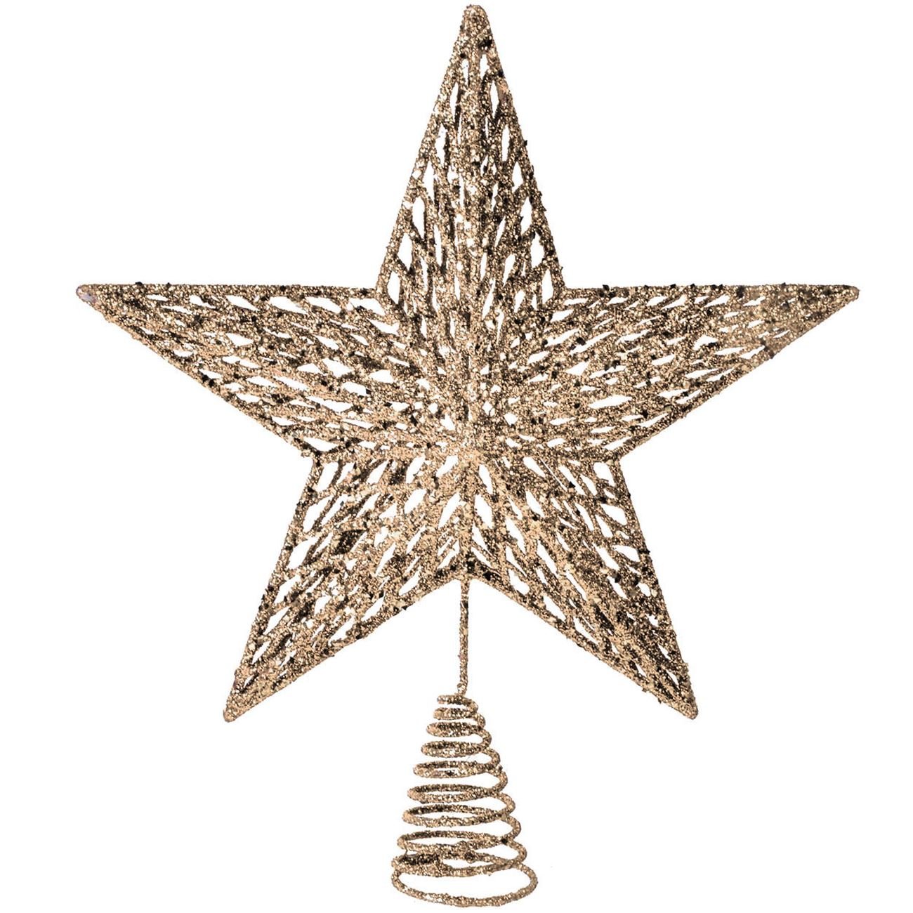 Varf de brad cu stea perforata de Craciun, culoarea sampaniei, Lioness, 23 cm