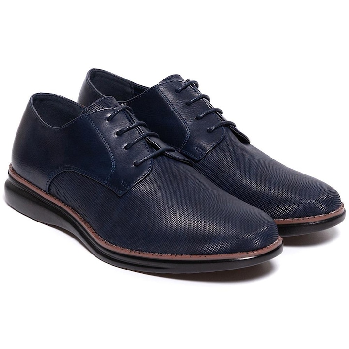 Pantofi barbati Virgilio cu aspect texturat, 41, Bleumarin