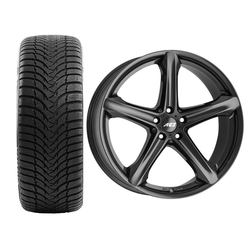 Roata completa Audi A3 Leon Octavia Golf Jetta janta aliaj AEZ Yacht Dark 7x16 + anvelopa iarna Kumho WP51 205/55R16 91T