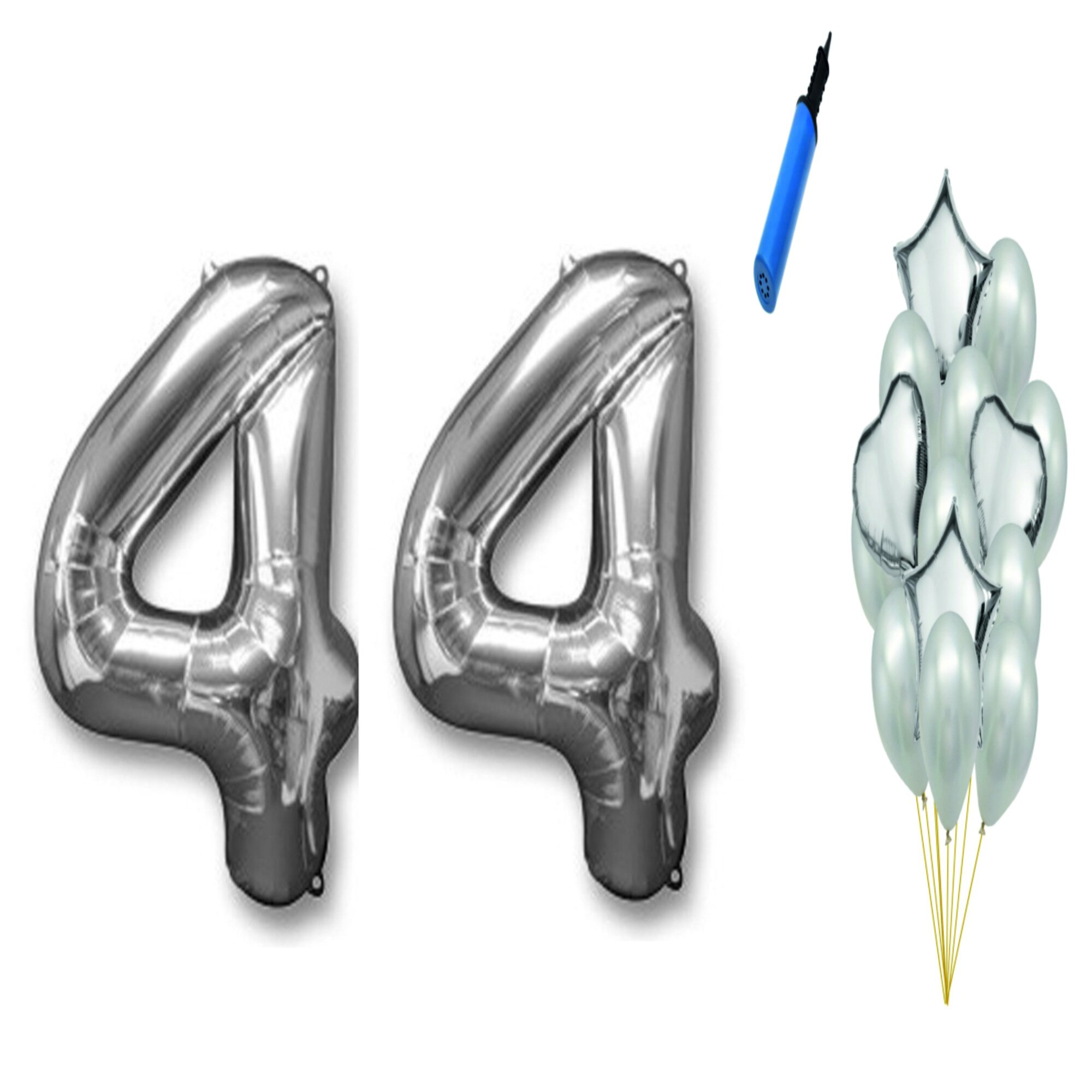 Set 16 baloane aniversare 44 ani , argintiu