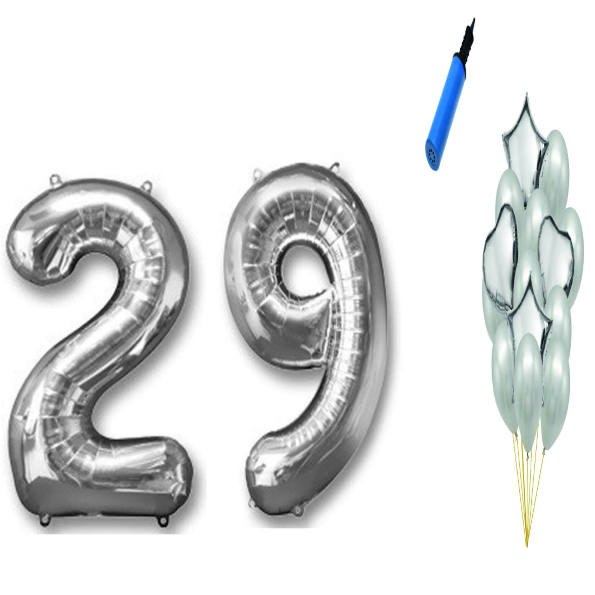 Set 16 baloane aniversare 29 ani , argintiu