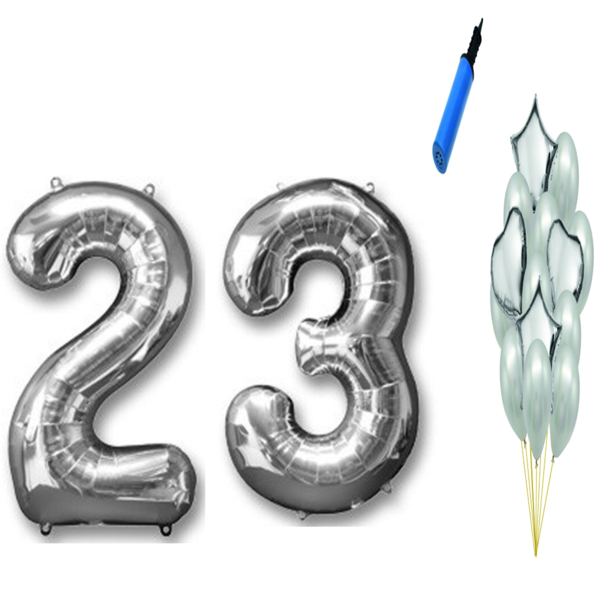 Set 16 baloane aniversare 23 ani , argintiu