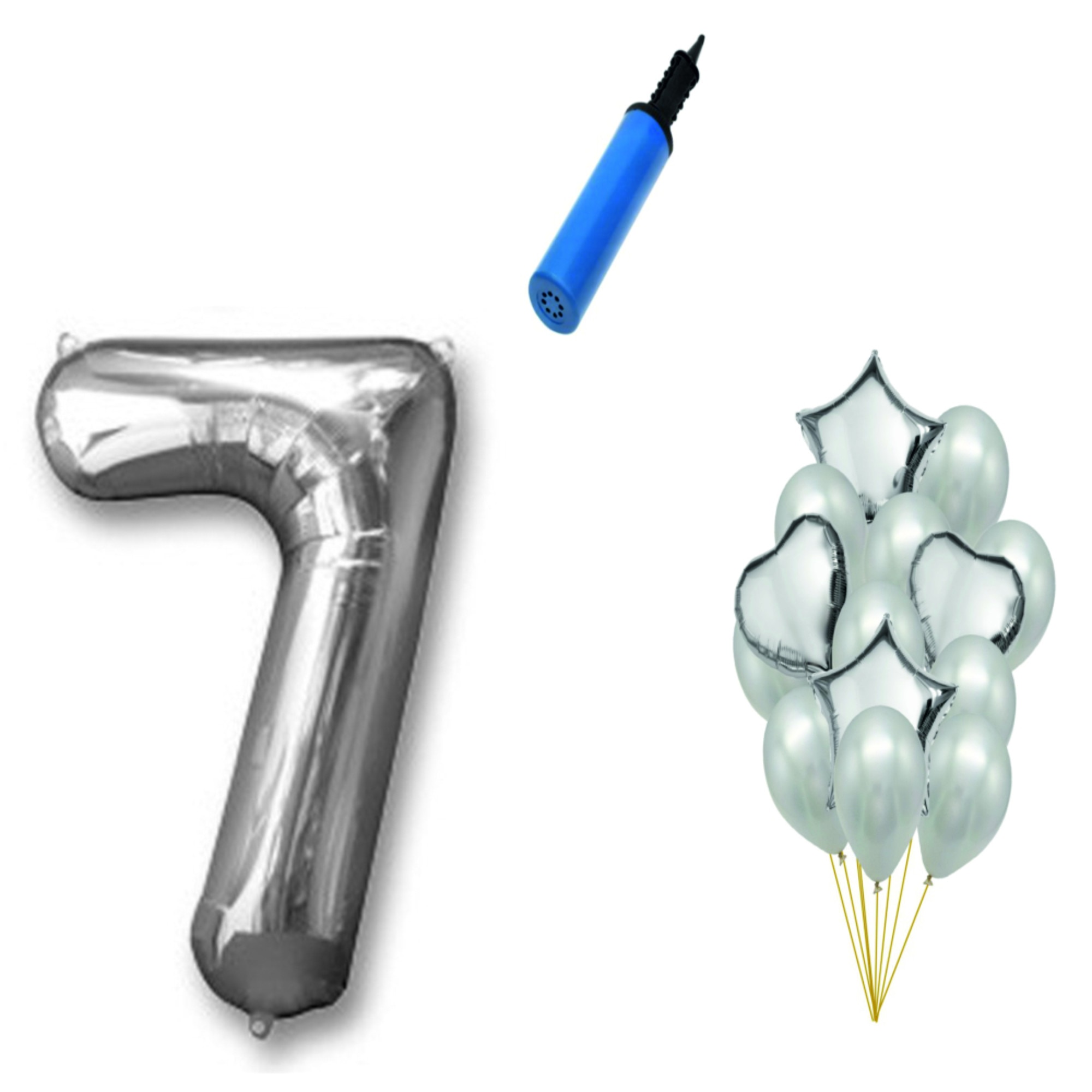 Set 15 baloane aniversare 7 ani , argintiu