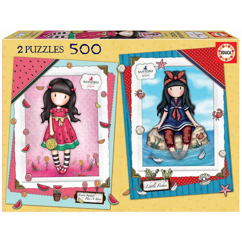 Puzzle Educa, Poveste de vara + Pesti mici, 2x500 piese