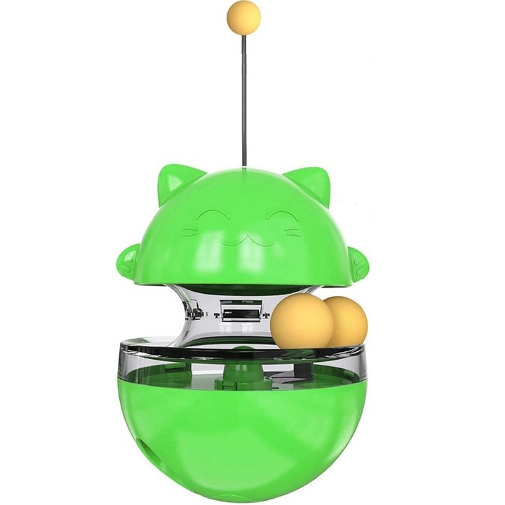 Jucarie interactiva pentru pisici, tip hranitor cu eliberare lenta de mancare