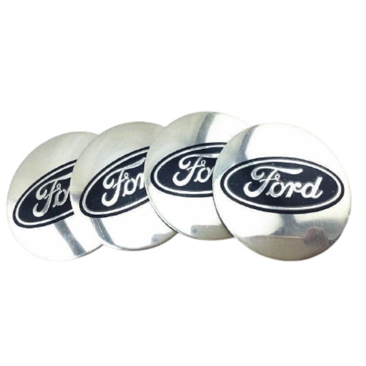 4 db abtibild ezüst Ford matrica emblémák készlete lemezből (alumínium) öntapadós kerékburkolatokhoz