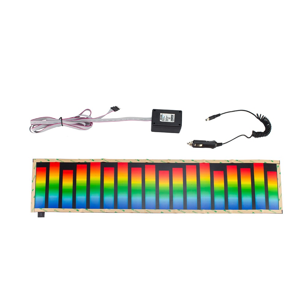 Panou luminos egalizator activat de ritmul muzicii, 90x25 cm, albastru transparent