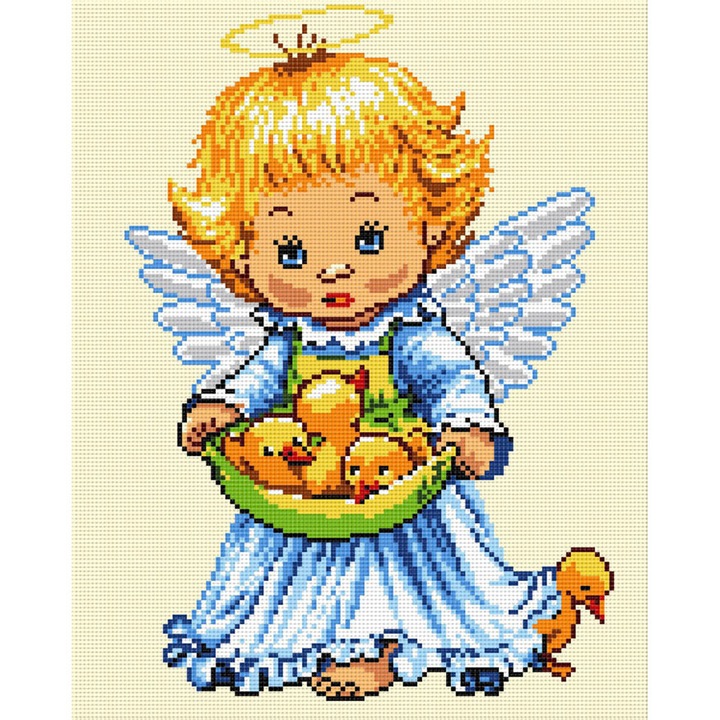 Goblen Ingeras 3 , Hudemas , kit goblen imprimat pe panza , cu fire mouline