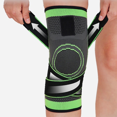 Genunchiera elastica ajustabila cu bretele elastice, bandaj pentru genunchi cu compresie respirabila marca ,1 Bucata Verde cu Negru Marime XL