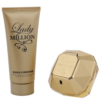 Set Paco Rabanne, Lady Million, Femei: Apa de Parfum, 80 ml +Lotiune de corp, 100 ml Set Paco Rabanne, Lady Million, Femei: Apa de Parfum, 80 ml +Lotiune de corp, 100 ml