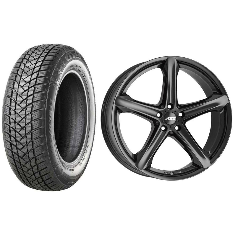 Roata completa Audi A3 Leon Octavia Golf Jetta janta aliaj AEZ Yacht Dark 7x16 + anvelopa iarna GT Radial WinterPro2 205/55R16 91H