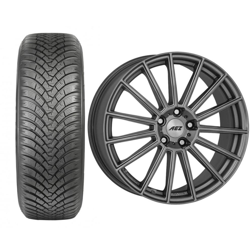 Roata completa Mercedes GLA, Mercedes GLB janta aliaj AEZ Steam Graphite 7.5x17 + anvelopa iarna Falken HS01-SUV 215/65R17 99H + Senzor presiune ALCAR