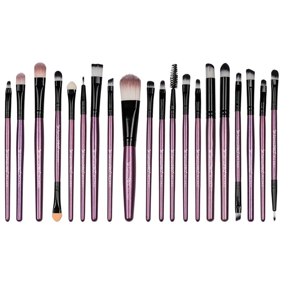 Set 20 pensule machiaj Mauve Brushes, Husa depozitare inclusa