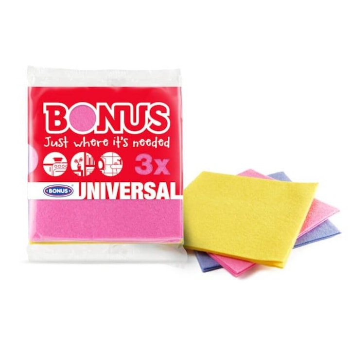 3 db BONUS perforált univerzális kendőből álló készlet, szivacsos anyag, többszínű
