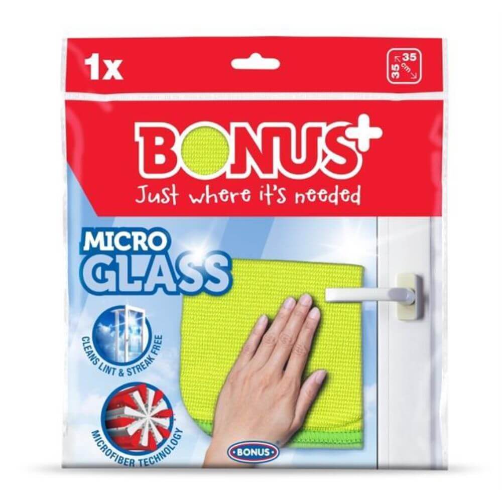 Laveta Microfibra BONUS pentru Geam, 35x35 cm, Galbena