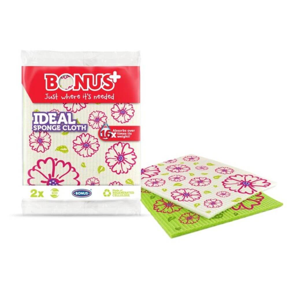 Set 2 Lavete Umede BONUS Ideal, Model Floral, 35x35 cm, Multicolore