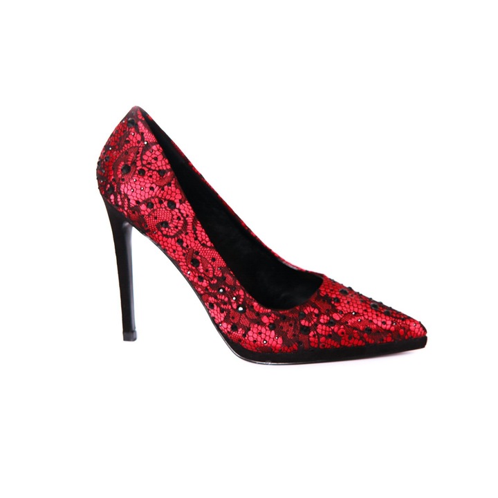 Елегантни дамски обувки NICKELS 15606, еко кожа, червени, размер 40