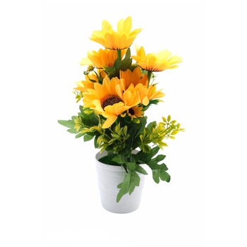 Floare artificiala decorativa cu ghiveci, Floarea soarelui, 35 cm Floare artificiala decorativa cu ghiveci, Floarea soarelui, 35 cm