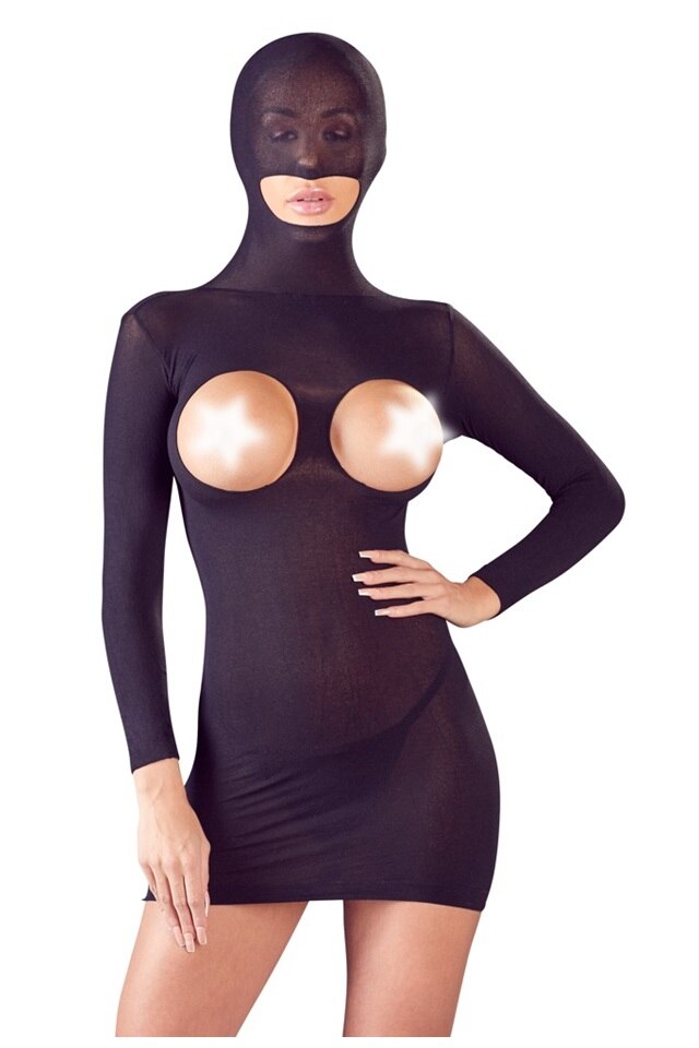 Rochie cu cagula, Orion, opac, negru, marime One Size