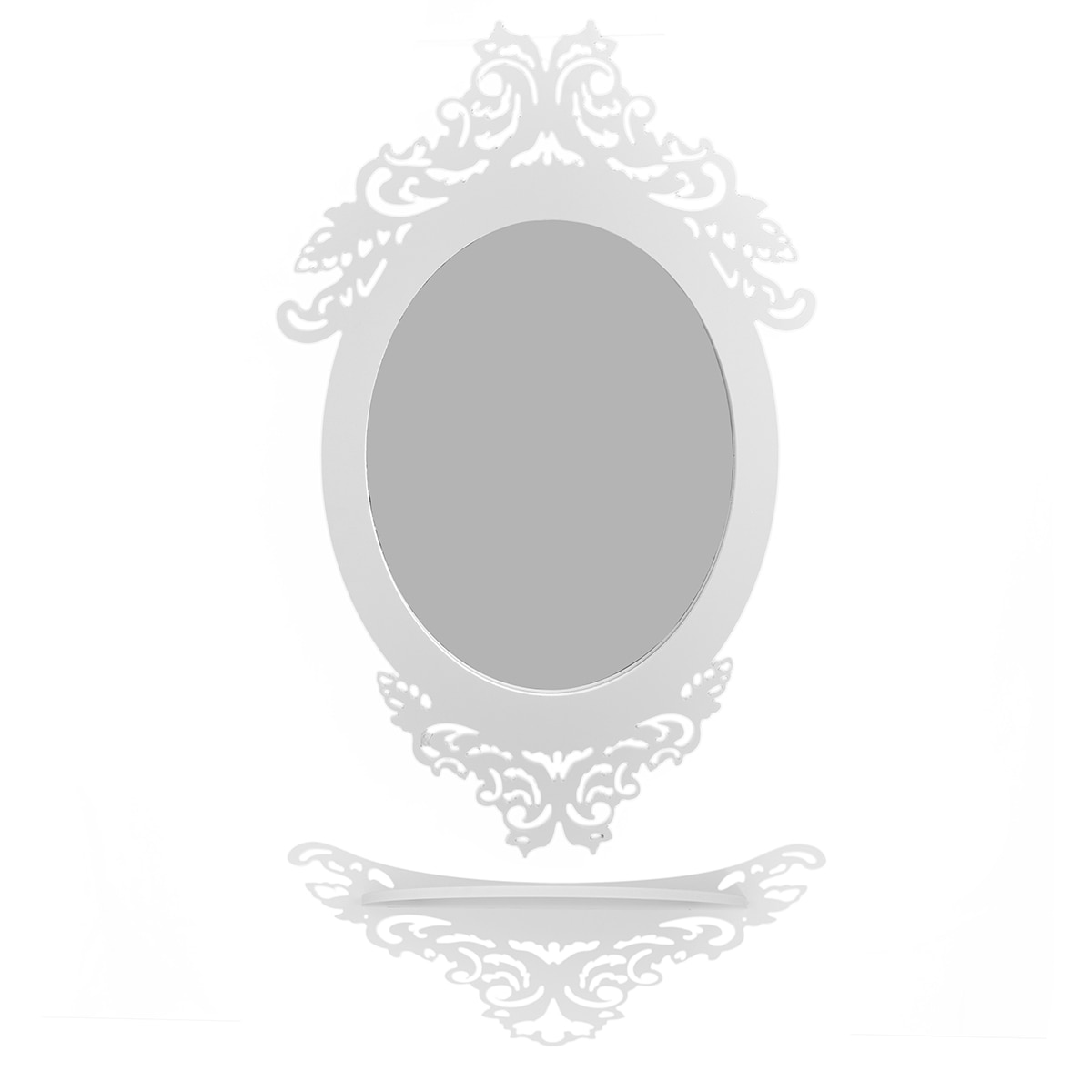 Set oglinda cu etajera, Naimeed D24, culoare Alb, 65 x 41 cm