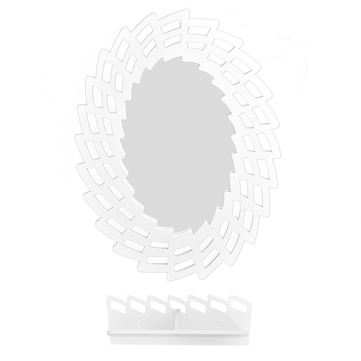 Set oglinda cu etajera, Naimeed D25, culoare Alb, 55,5 x 40 cm