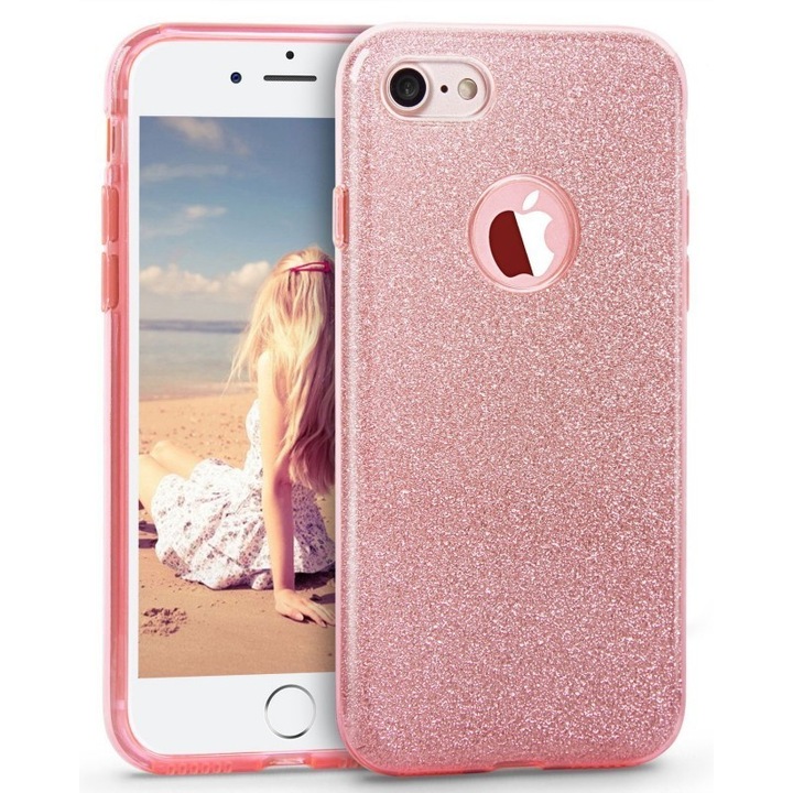 Калъф за Apple iPhone SE 2 / SE 2020, Color Shiny, TPU, Блестящ, Logo cut, Розов