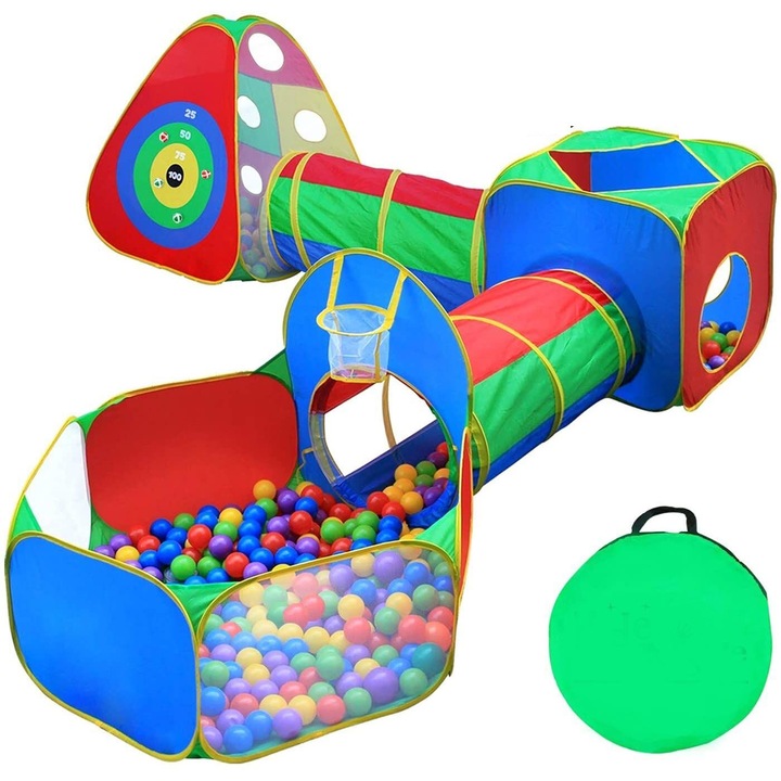 Cort Loc de joaca 5-in-1, cu protectie UV, pentru copii,multifunctional, pentru interior si exterior, casuta, tunel si cort