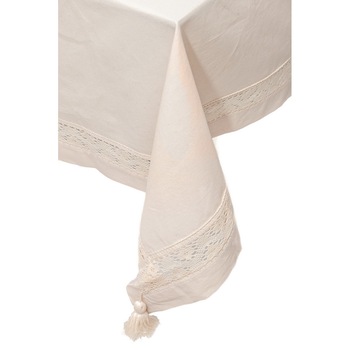 Fata de masa Valentini Bianco , confectionata din bumbac 100%, cu broderie inserata, BK002 140x230 cm Fata de masa Valentini Bianco , confectionata din bumbac 100%, cu broderie inserata, BK002 140x230 cm