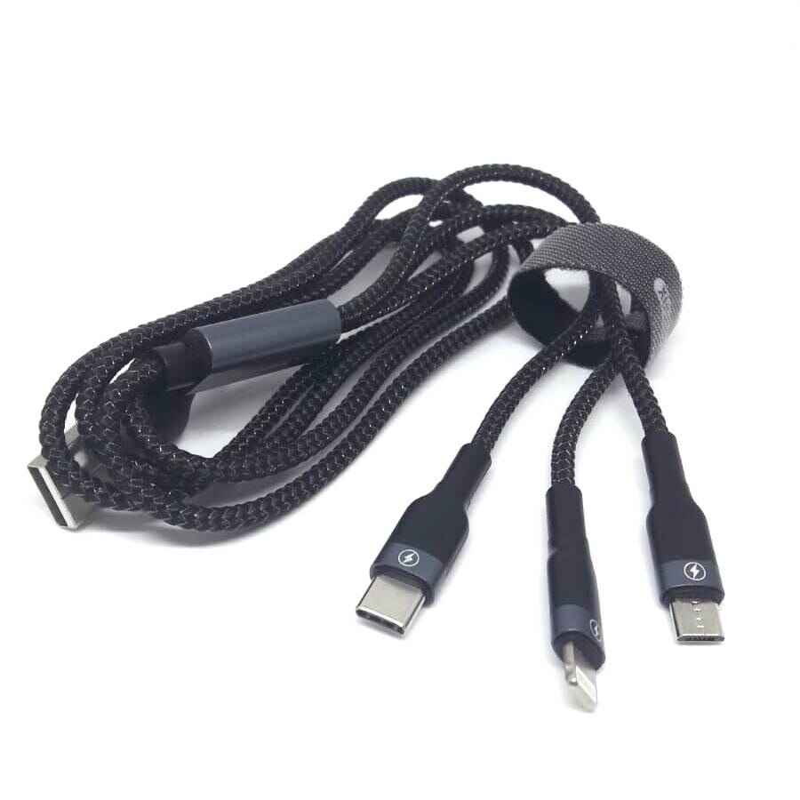 Cablu de date/incarcare Remax, Sury 2 series 3in1 RC-070, MicroUSB/USB-C/Lightning, Negru