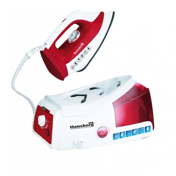 Statie de calcat Hausberg HB-7920RS, 2200 W, talpa ceramica, abur vertical, Alb/Rosu Statie de calcat Hausberg HB-7920RS, 2200 W, talpa ceramica, abur vertical, Alb/Rosu