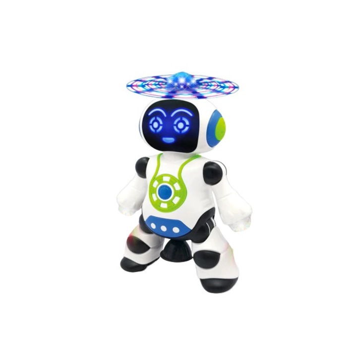 Robot dansator cu lumini, melodie in limba romana, rotatie 360 grade, Multicolor