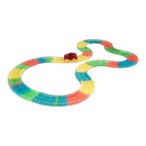 Circuitul Multicolor Magic Track cu o masinuta, 80 piese, fluorescent