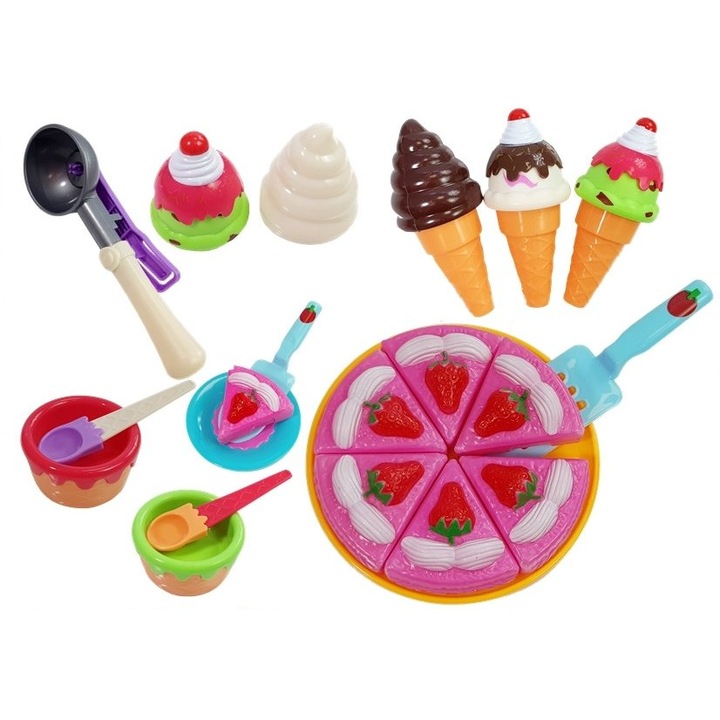Set inghetata si prajitura de joaca, pentru copii, multicolor, LeanToys, 5038