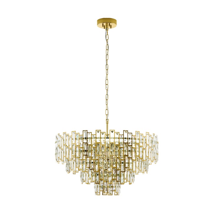 Lustra CALMEILLES, EGLO, E14, 10 x 25W, otel, cristal, alama, 159 x 78 cm