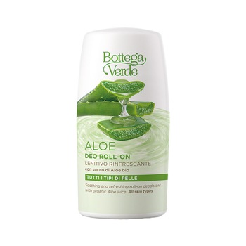 Deodorant roll-on cu extract de suc de aloe vera bio - Aloe, 50 ML, Bottega Verde Deodorant roll-on cu extract de suc de aloe vera bio - Aloe, 50 ML, Bottega Verde