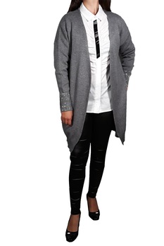 Cardigan dama, lungime medie, one size, Gri, 38-42 Cardigan dama, lungime medie, one size, Gri, 38-42