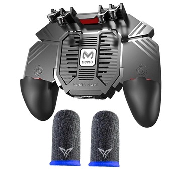 Controler AK77 4000 mah cu 2 manusi flydigi blue,fibra silver, gaming PUBG Fortnite Call of duty triggere mecanice, baterie, cooler racire telefon Controler AK77 4000 mah cu 2 manusi flydigi blue,fibra silver, gaming PUBG Fortnite Call of duty triggere mecanice, baterie, cooler racire telefon