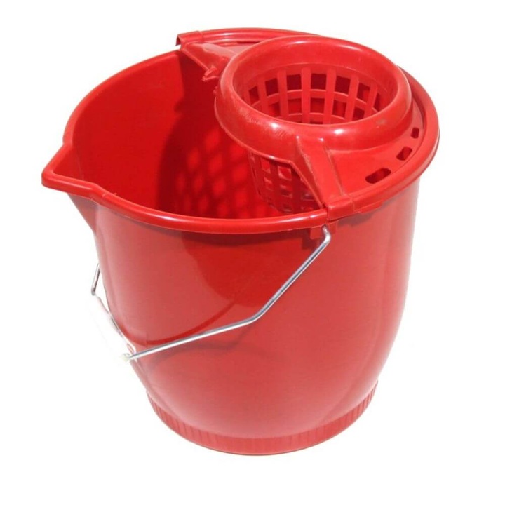 BrandPAPER Felmosóvödör kicsavaró kosárral, 10 L, Polipropilén, Piros