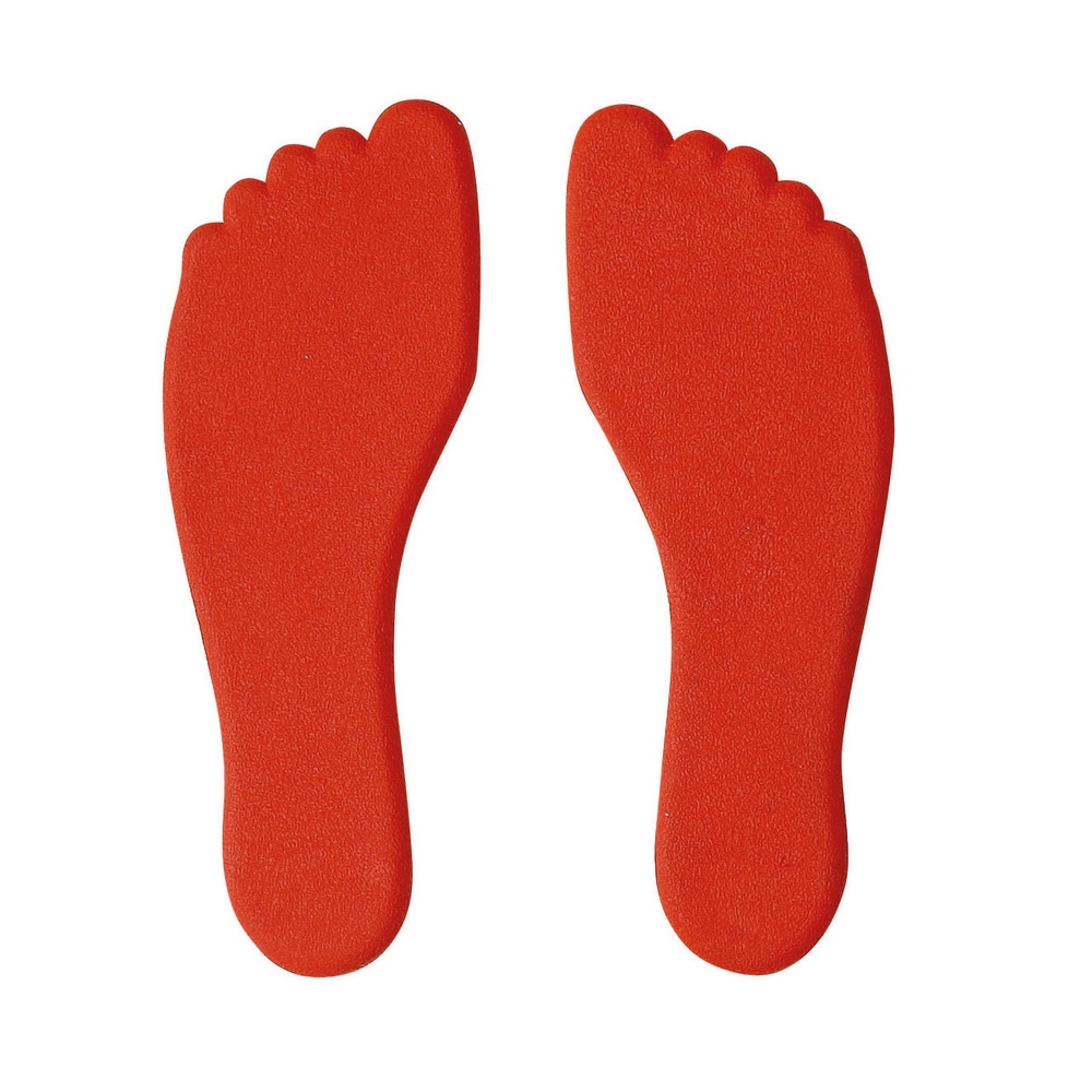 Set 2 bucati marcaj pardoseala talpa picior, 23 cm, fara adeziv, din cauciuc sintetic, flexibil, cu aderenta mare, pentru initierea regulilor si miscarilor in diferite sporturi, Rosu