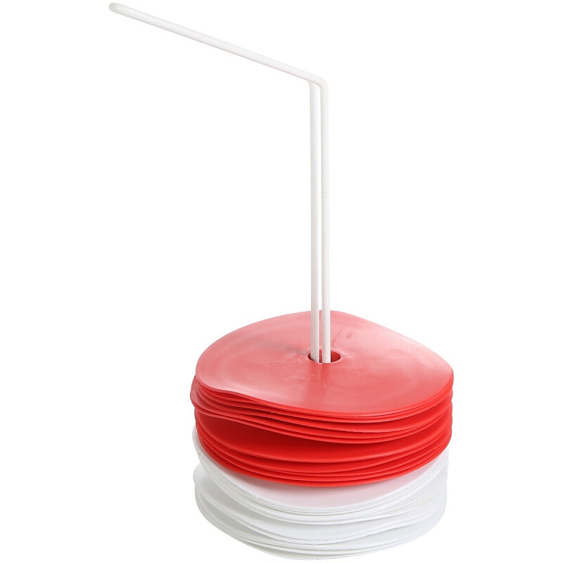 Set 24 bucati discuri pentru delimitare/marcare, cu suport transport, Alb/Rosu