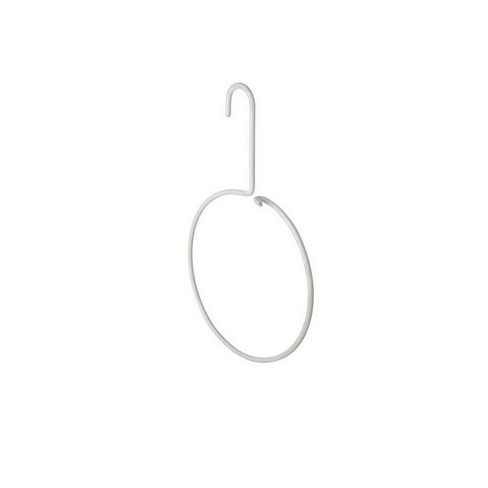 Suport maieuri/veste departajare, cu carlig si inel cu diametrul 13.50 cm, din metal acoperit cu PVC, Alb