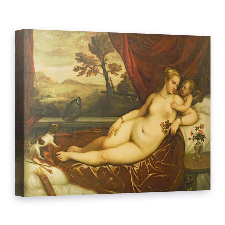 Tablou canvas - Titian - Venus si Cupidon, 75 x 100 cm