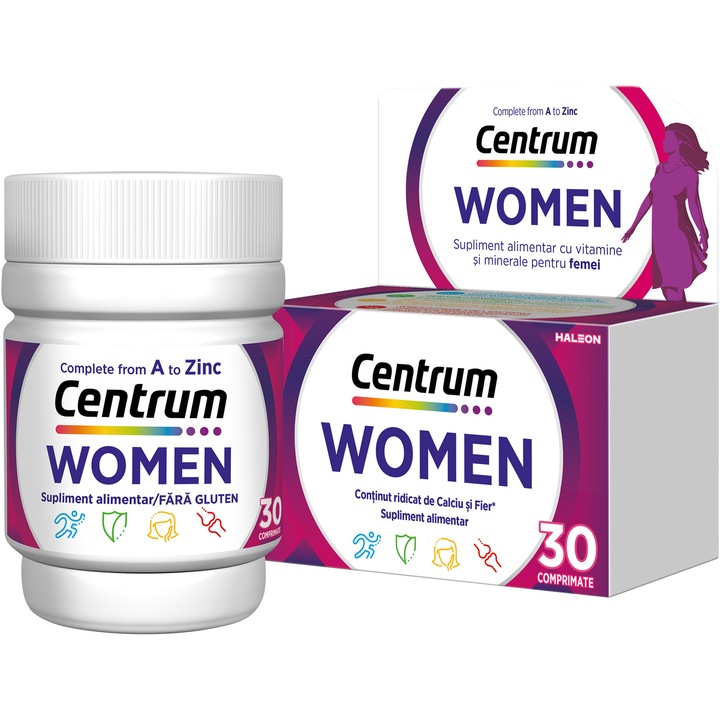 Centrum Femei multivitamine și multiminerale pentru susținerea nevoilor nutriționale ale femeilor 30 comprimate filmate