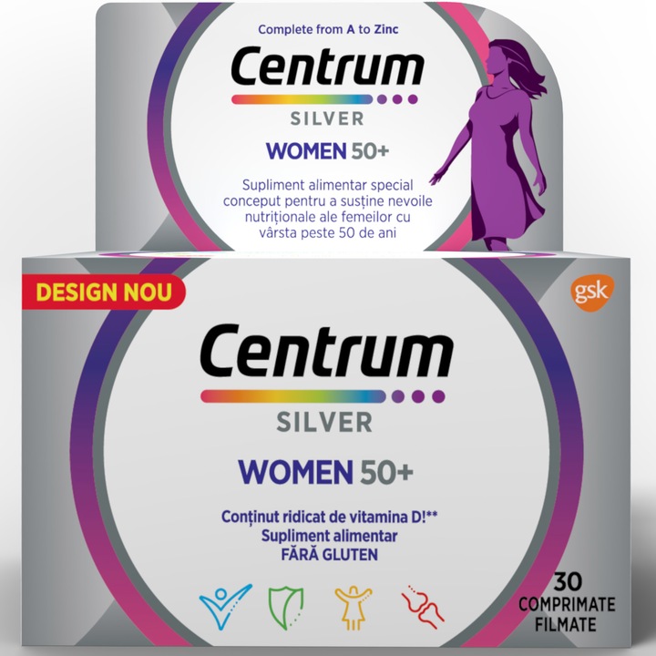 Centrum Silver 50+ Femei, GSK, 30 comprimate