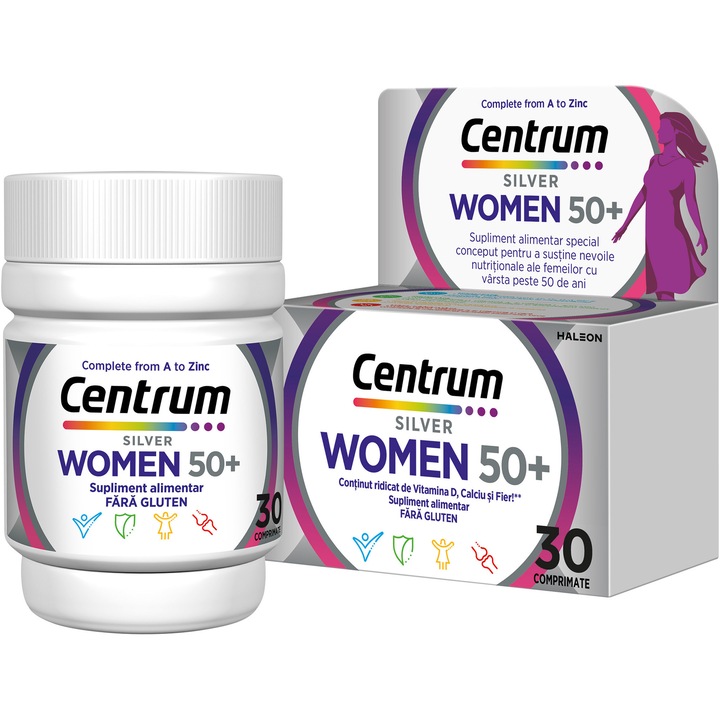 Centrum Silver Women 50+ multivitamine și multiminerale pentru susținerea nevoilor nutriționale ale femeilor peste 50 de ani 30 comprimate filmate