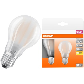 Set 2 becuri LED OSRAM Star Glow Frost A100, E27, 10W (100W), 1521 lm, lumina calda (2700K) Set 2 becuri LED OSRAM Star Glow Frost A100, E27, 10W (100W), 1521 lm, lumina calda (2700K)