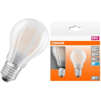 Set 2 becuri LED OSRAM Star Glow Frost A100, E27, 10W (100W), 1521 lm, lumina neutra (4000K) Set 2 becuri LED OSRAM Star Glow Frost A100, E27, 10W (100W), 1521 lm, lumina neutra (4000K)