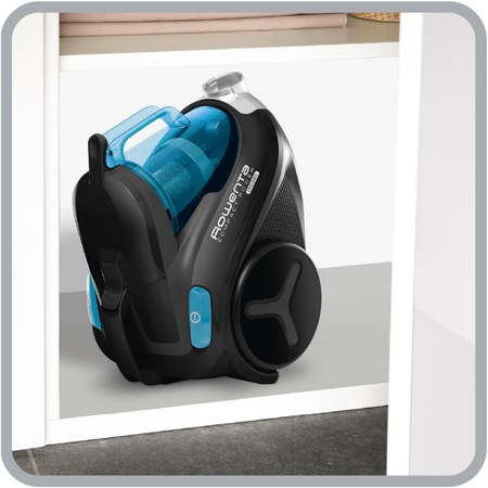 Aspirator fara sac Rowenta Compact Power RO3731, 1.5 l, 750 W, Clasa A Filtru de inalta eficienta, 8.8 m, Negru/Albastru