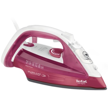 Fier de calcat Tefal Ultragliss FV4920, Talpa Durilium, 2400 W, 0.3 l, 140 g/min, Alb/Rosu Fier de calcat Tefal Ultragliss FV4920, Talpa Durilium, 2400 W, 0.3 l, 140 g/min, Alb/Rosu